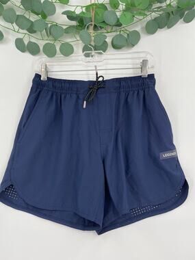 Legends Luka Mens Athletic Navy Blue Stretch Waist Draw String Shorts Small